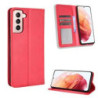 Retro Style Auto-absorbed Wallet Stand TPU + PU Leather Phone House  pour Samsung Galaxy S21 4G/ - Red