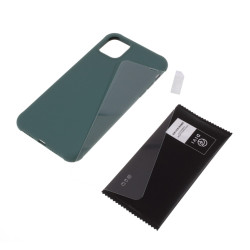 DIVI Shockproof Liquid Silicone Shell with Tempered Glass Screen  pour iPhone 11 Pro Max 6.5 inch - Midnight Green