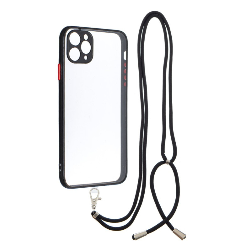 Transparent TPU + Acrylic Combo Hybrid Back Phone Cover Shell with Lanyard  pour iPhone 11 Pro Max 6.5 inch - Black