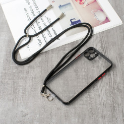 Transparent TPU + Acrylic Combo Hybrid Back Phone Cover Shell with Lanyard  pour iPhone 11 Pro Max 6.5 inch - Black