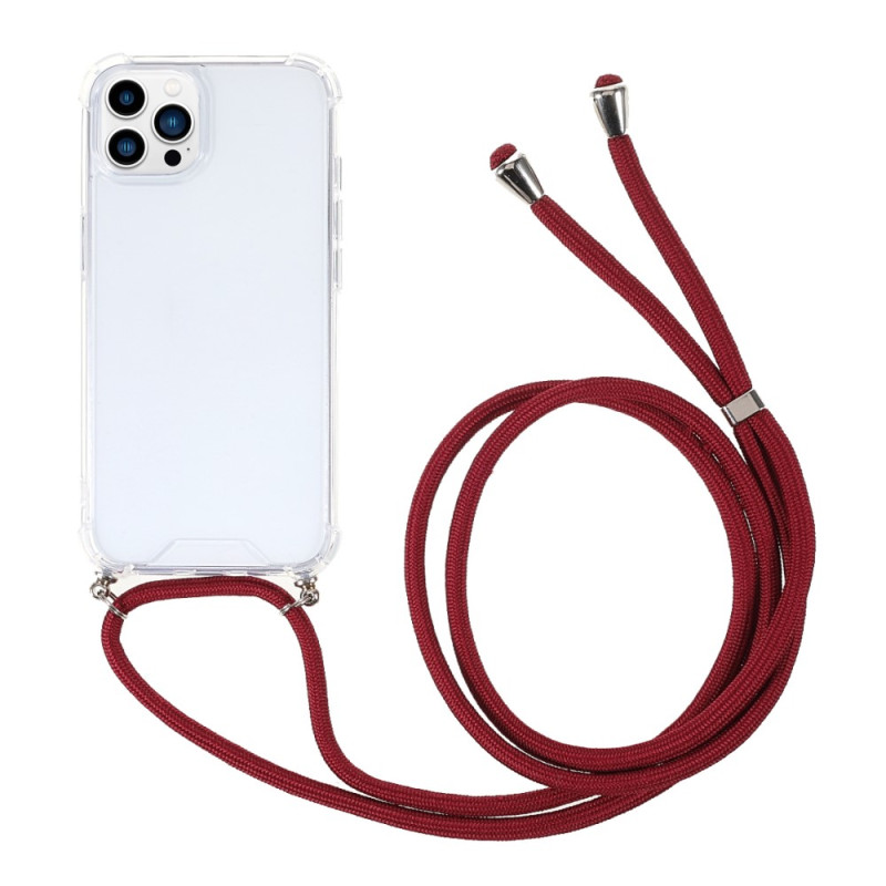 House Cover with Lanyard  pour iPhone 13 Pro 6.1 inch - Jujube Red