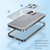 pour iPhone 12 Pro Max 6.7 inch Matte Transparent Phone House Frosted PC Back Metal Frame  - Silver