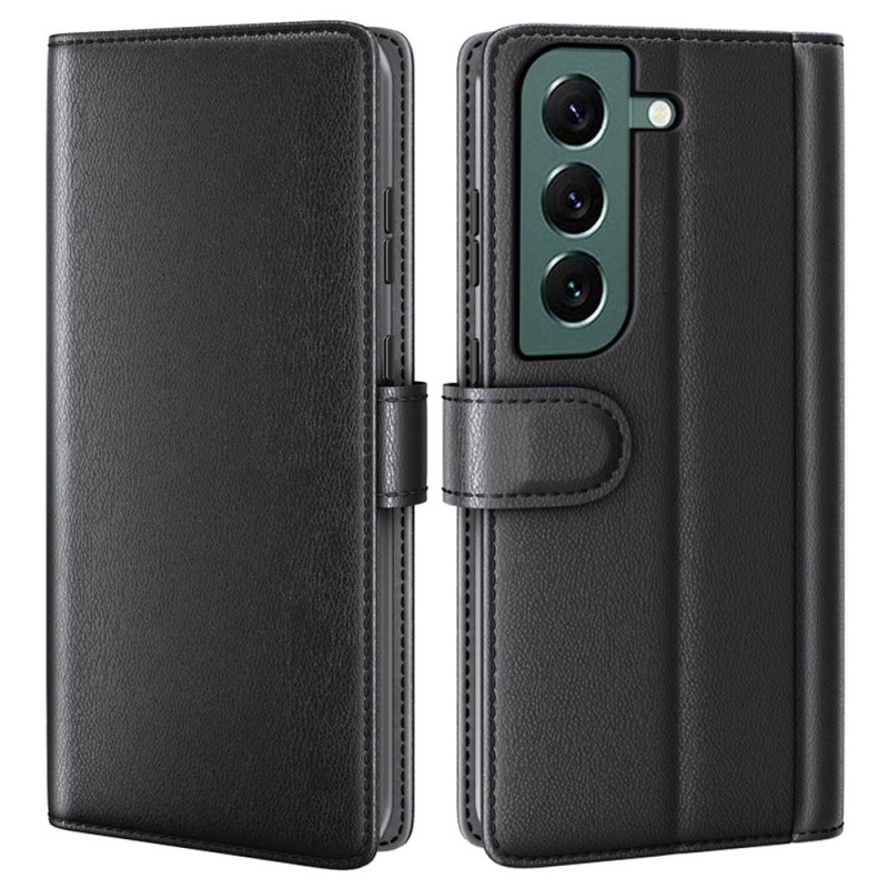 pour Samsung Galaxy S23 Genuine Split Leather Stand Cover Anti-scratch Phone Wallet House - Black