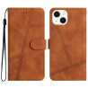 pour iPhone 14 Skin-touch Feeling Vintage PU Leather Phone Cover Wallet Design Lines Imprinted Flip Stand Shell House - Brown