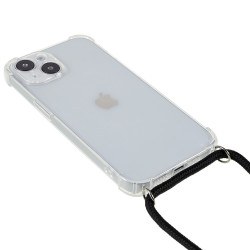 pour iPhone 14 6.1 inch Enhanced Corner Phone House Anti-drop Transparent TPU Cover with Lanyard