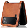 pour Samsung Galaxy Z Flip4   Cover Vintage Texture One-Piece Design PU Leather Coated  Shell with Card Slot - Brown