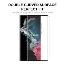 HAT PRINCE 0.26mm 3D Curved Full Glue Tempered Glass Full Screen [Support Fingerprint Unlocking]  pour Samsung Galaxy S22 Ultra