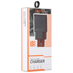 LZ-728 Quick Charger 18W Travel Charger + USB to Type-C Data Cable, Length: 1m - Black