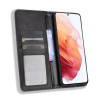 Retro Style Auto-absorbed Wallet Stand TPU + PU Leather Phone House  pour Samsung Galaxy S21 4G/ - Black