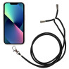 pour iPhone 13 6.1 inch Thicken TPU Phone Drop-proof Cover Transparent Protective House with Detachable Lanyard - Black