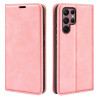 pour Samsung Galaxy S23 Ultra Skin-touch Feeling PU Leather Cover Magnetic Auto-absorbed Phone House with Stand Wallet - Pink