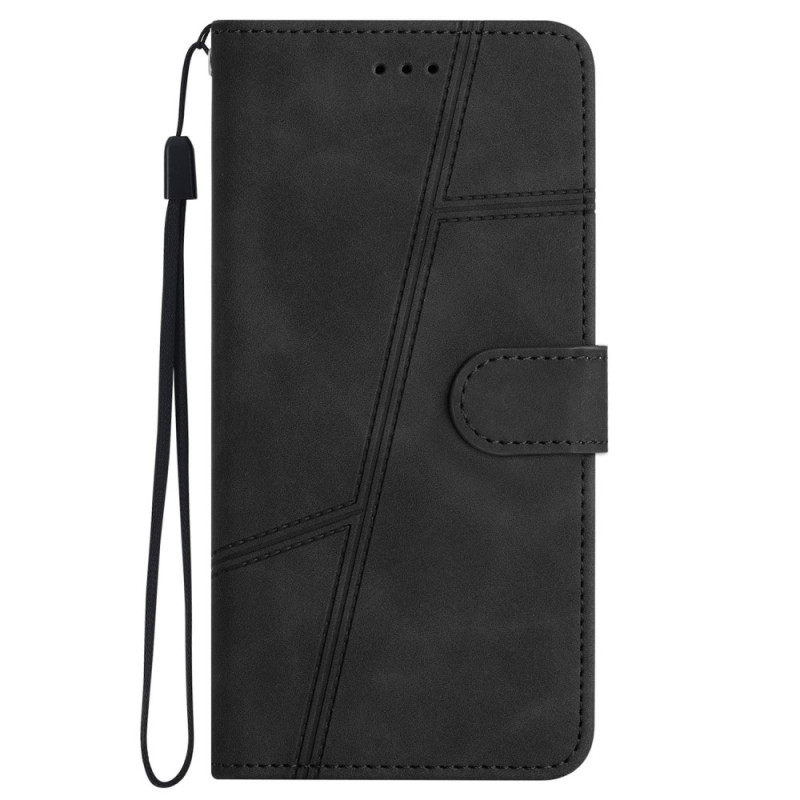 iPhone 14 Skin-touch Feeling Vintage PU Leather Phone Cover Wallet Design Lines Imprinted Flip Stand Shell House - Black