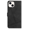 iPhone 14 Skin-touch Feeling Vintage PU Leather Phone Cover Wallet Design Lines Imprinted Flip Stand Shell House - Black