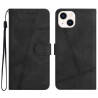 iPhone 13 6.1 inch PU Leather Stand Phone Cover Skin-touch Feeling Lines Decor Vintage Style Anti-scratch Wallet - Black