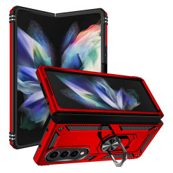 Samsung Galaxy Z Fold4  TPU + PC Shockproof Phone House Ring Holder Kickstand Protective Sheet - Red