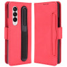 Samsung Galaxy Z Fold4  Well-Protected Anti-Fall Pen Slot Phone House PU Leather +  Slot Wallet Stand Design - Red