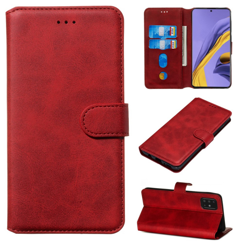 Classic Wallet Leather Stand Phone Protective Shell  pour Samsung Galaxy A51 - Red