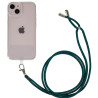 pour iPhone 13 6.1 inch Thicken TPU Phone Drop-proof Cover Transparent Protective House with Detachable Lanyard - Dark Green