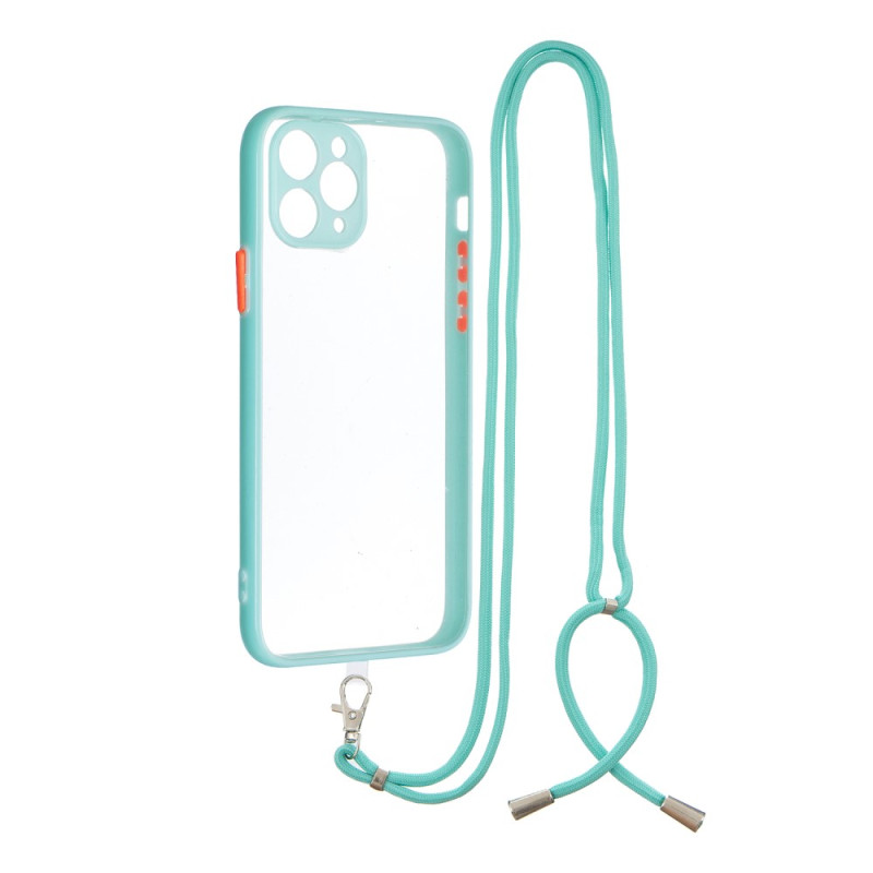 TPU + Acrylic Combo Transparent Hybrid Back Phone Cover Shell with Lanyard  pour iPhone 11 Pro 5.8 inch - Green