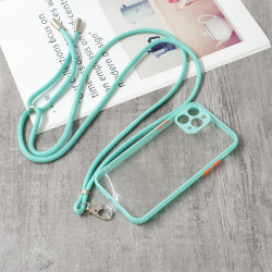 TPU + Acrylic Combo Transparent Hybrid Back Phone Cover Shell with Lanyard  pour iPhone 11 Pro 5.8 inch - Green