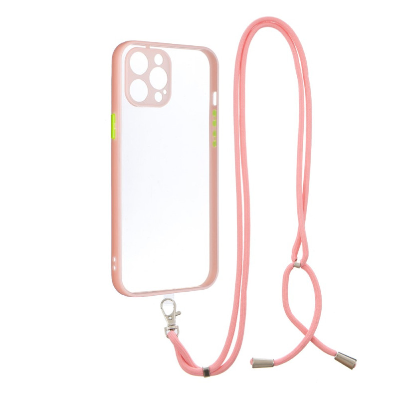 Transparent TPU + Acrylic Combo Hybrid Back Phone Cover Shell with Lanyard  pour iPhone 11 Pro Max 6.5 inch - Pink