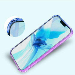 pour iPhone 14 Pro 6.1 inch Gradient Design Drop Resistant TPU Soft Edge Bumper with r - Pink / Green