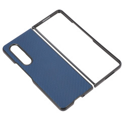 pour Samsung Galaxy Z Fold4  Anti-drop Phone House Carbon Fiber Texture House PU Leather Coated PC r - Blue