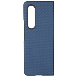 pour Samsung Galaxy Z Fold4  Anti-drop Phone House Carbon Fiber Texture House PU Leather Coated PC r - Blue