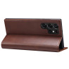 SUTENI  pour Samsung Galaxy S22 Ultra  Shockproof Auto-absorbed Magnetic Stand Wallet Leather - Brown