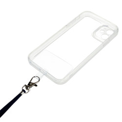 pour iPhone 11 6.1 inch Anti-drop Transparent Back House TPU Phone Cover with Detachable Lanyard - Dark Blue