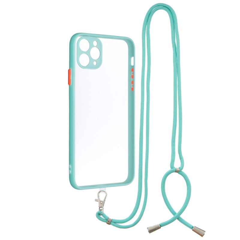 Transparent TPU + Acrylic Combo Hybrid Back Phone Cover Shell with Lanyard  pour iPhone 11 Pro Max 6.5 inch - Green