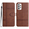 pour Samsung Galaxy A52s  / A52  / A52 4G Cowhide  Sewing Line Decor Wallet Stand House Phone Shell - Coffee