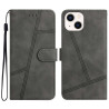 pour iPhone 14 Skin-touch Feeling Vintage PU Leather Phone Cover Wallet Design Lines Imprinted Flip Stand Shell House - Grey