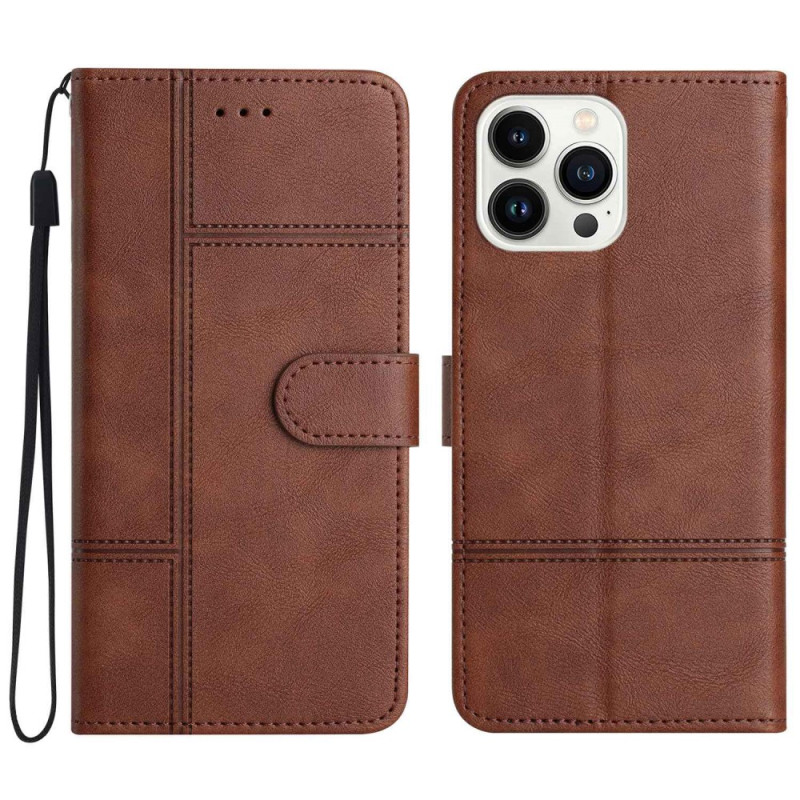 pour iPhone 14 Pro Flip Wallet House, Business Style Impact Resistant Cowhide  - Dark Brown