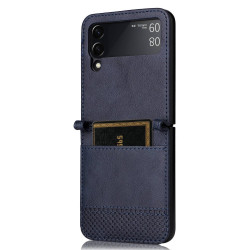 pour Samsung Galaxy Z Flip4   Cover Vintage Texture One-Piece Design PU Leather Coated  Shell with Card Slot - Blue