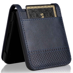 pour Samsung Galaxy Z Flip4   Cover Vintage Texture One-Piece Design PU Leather Coated  Shell with Card Slot - Blue