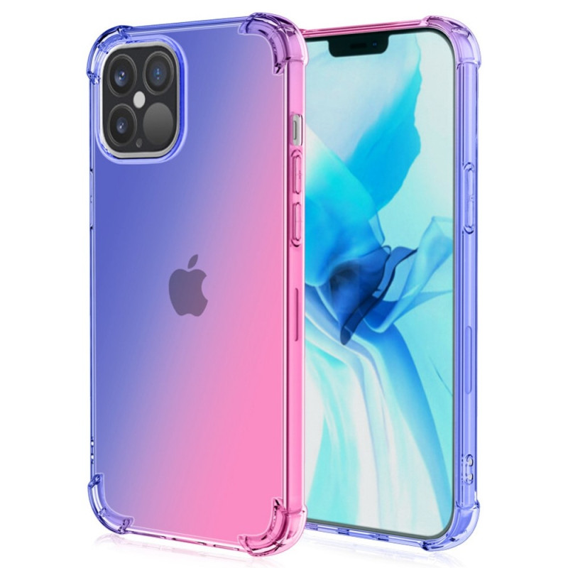 pour iPhone 14 Pro 6.1 inch Gradient Design Drop Resistant TPU Soft Edge Bumper with r - Blue / Pink