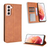 Retro Style Auto-absorbed Wallet Stand TPU + PU Leather Phone House  pour Samsung Galaxy S21 4G/ - Brown