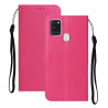 Solid Color Leather with Wallet Cover  pour Samsung Galaxy A21s - Rose