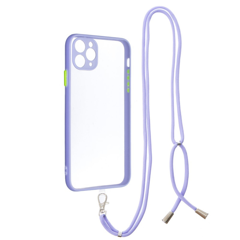 Transparent TPU + Acrylic Combo Hybrid Back Phone Cover Shell with Lanyard  pour iPhone 11 Pro Max 6.5 inch - Purple