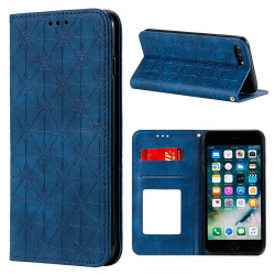 Imprint Flower Surface Auto-absorbed Cover with Card Slots  pour iPhone 7 Plus/8 Plus 5.5-inch - Blue