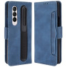 pour Samsung Galaxy Z Fold4  Well-Protected Anti-Fall Pen Slot Phone House PU Leather +  Slot Wallet Stand Design - Blue