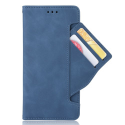 pour Samsung Galaxy Z Fold4  Well-Protected Anti-Fall Pen Slot Phone House PU Leather +  Slot Wallet Stand Design - Blue