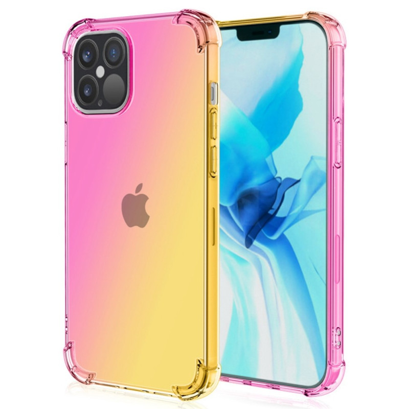 pour iPhone 14 6.1 inch Gradient Design Anti-fall Protection TPU Soft Edge Bumper with r - Pink / Gold