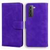 Solid Color Full-Protective Leather Phone Protective Shell with Stand and Wallet  pour Samsung Galaxy S22 - Purple