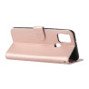 Solid Color Leather with Wallet Cover  pour Samsung Galaxy A21s - Rose Gold