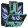 pour Samsung Galaxy Z Fold4  TPU + PC Shockproof Phone House Ring Holder Kickstand Protective Sheet - Blackish Green