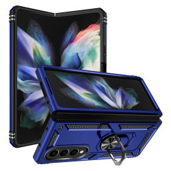 pour Samsung Galaxy Z Fold4  TPU + PC Shockproof Phone House Ring Holder Kickstand Protective Sheet - Blue