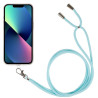 pour iPhone 13 6.1 inch Thicken TPU Phone Drop-proof Cover Transparent Protective House with Detachable Lanyard - Light Green