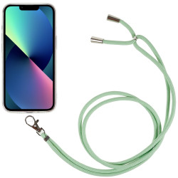 pour iPhone 13 6.1 inch Thicken TPU Phone Drop-proof Cover Transparent Protective House with Detachable Lanyard - Green